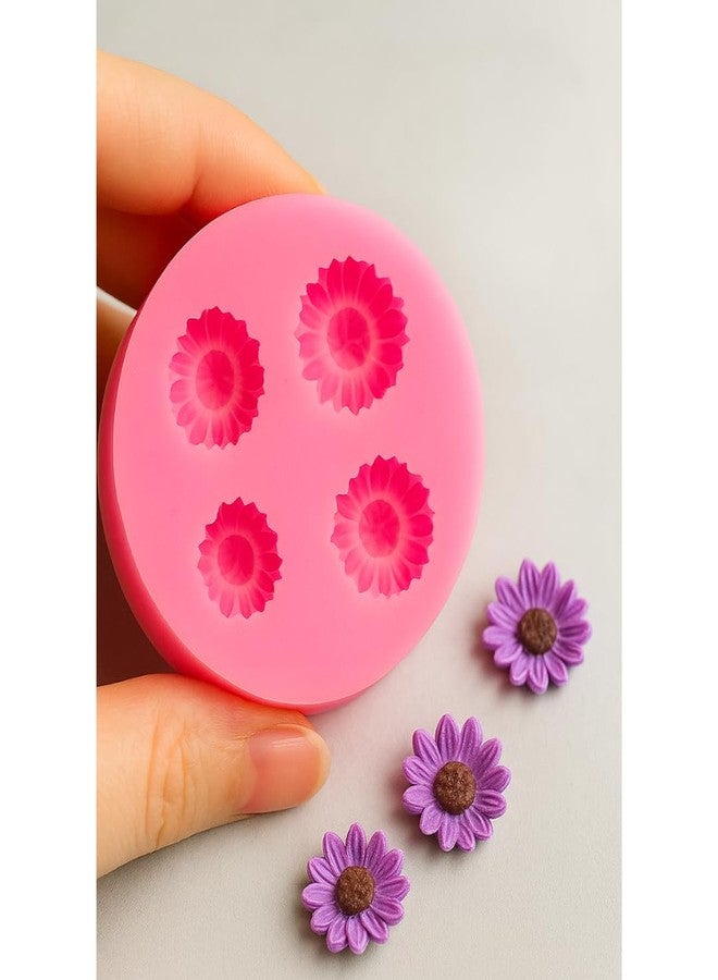 Skytail 4 Slot Daisy Sunflower Silicone Candle Mould for Candle Making Aromatherapy Lotus Candle Mini Wax Melts Home Decorations 3D Different Size Flower Polymer Clay Resin Gum Paste Sugar Craft - Image 5